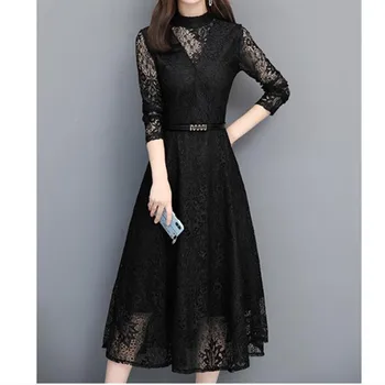 High Quaily Long Sleeve Dress 2020 new Spring Casual large size Lace Stitchig Dresses With Belt Loose Midi Dress 01
High Quaily Long Sleeve Dress 2020 new Spring Casual large size Lace Stitchig Dresses With Belt Loose Midi Dress 01