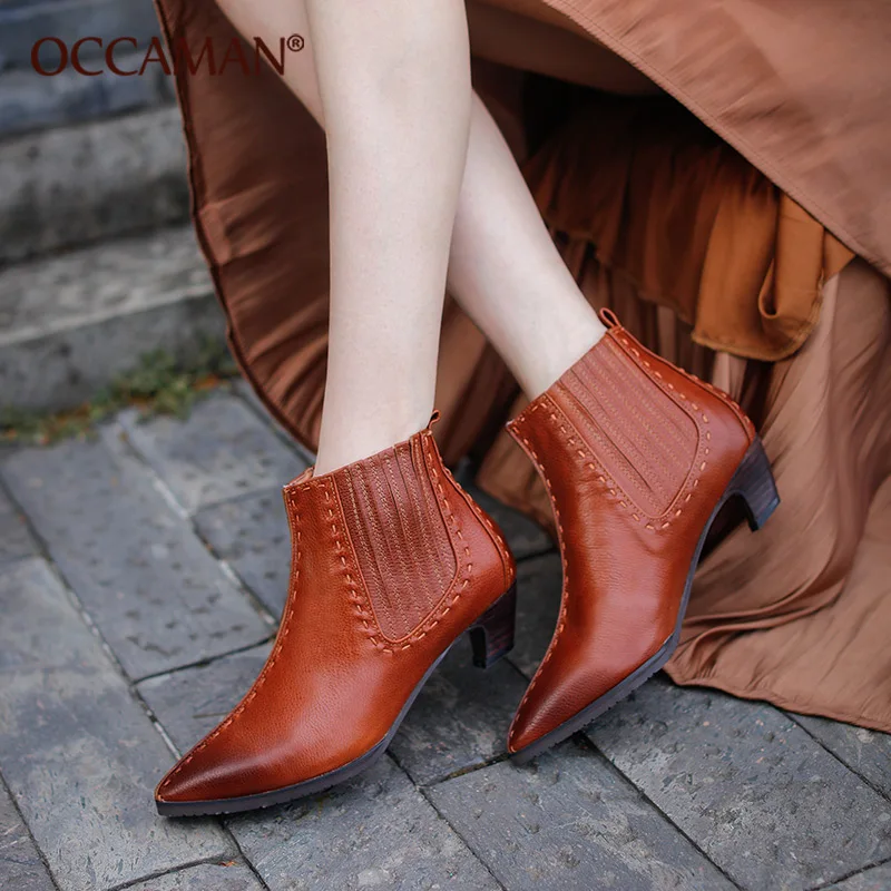 OCCMAN Free Shipping Elastic Band Pointed Toe Ankle Short Boots Genuine Leather Retro Fretwork Low Heel Women Pumps 95168
OCCMAN Free Shipping Elastic Band Pointed Toe Ankle Short Boots Genuine Leather Retro Fretwork Low Heel Women Pumps 95168