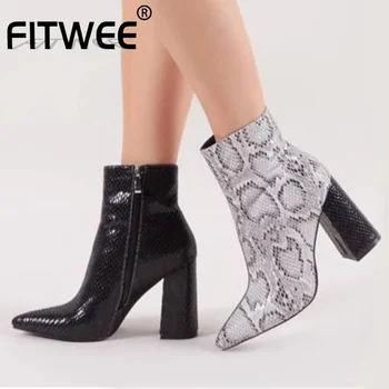 FITWEE Ankle Boots Women Fashion Mixed Color Snakeskin High Heels Shoes Women Zipper Pointed Toe Women Footwear Size 35-43 
FITWEE Ankle Boots Women Fashion Mixed Color Snakeskin High Heels Shoes Women Zipper Pointed Toe Women Footwear Size 35-43