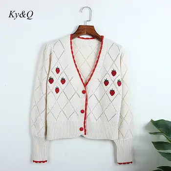 High Quality Sweet Strawberry Embroidered Sweater 2020 Spring Women Long-sleeved Loose Single-breasted Knit Cardigan Jacket Top
High Quality Sweet Strawberry Embroidered Sweater 2020 Spring Women Long-sleeved Loose Single-breasted Knit Cardigan Jacket Top