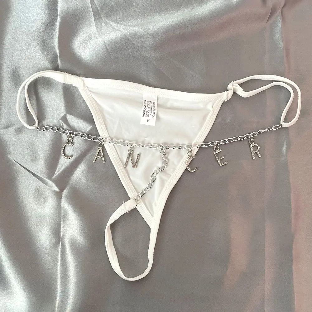 Tanie Niestandardowe litery z kryształków stringi w pasie ciało Sexy damska biżuteria na sklep