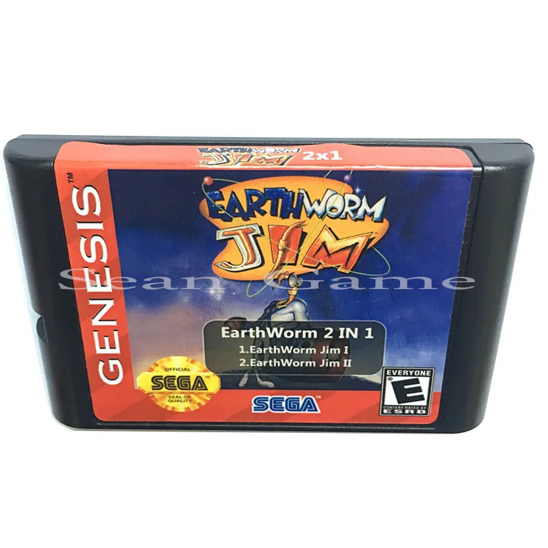 16 битная карта SEGA MD Game Earth Worm 2 в 1 для видеоигр Sega Megadrive Genesis картридж