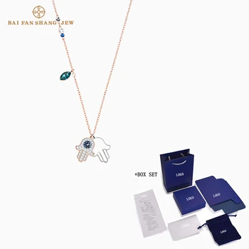 Fashion SWA New SYMBOLIC HAMSA HAND Necklace Exquisite Hand Of Hamsa Demon Eye Decoration Women Romantic Jewelry Gift 
Fashion SWA New SYMBOLIC HAMSA HAND Necklace Exquisite Hand Of Hamsa Demon Eye Decoration Women Romantic Jewelry Gift