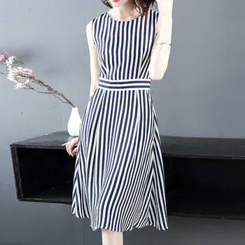 Women's Dresses Striped Print Sleeveless Dress Office Lady Style 2019 Summer New Casual Loose Long Pleated Dresses Vest Dress
Women's Dresses Striped Print Sleeveless Dress Office Lady Style 2019 Summer New Casual Loose Long Pleated Dresses Vest Dress