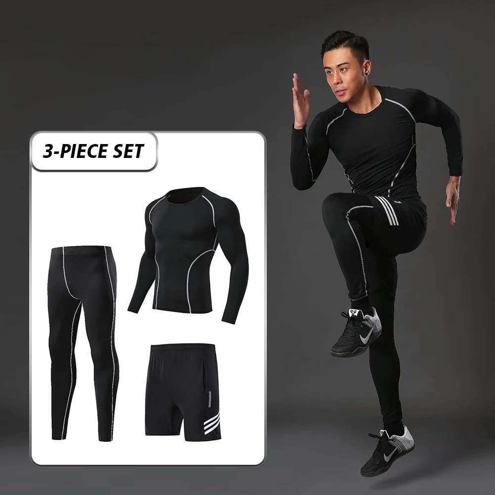 Quick-drying men's sports suit fitness clothing brand summer 3PC long shirt men's round neck fashion sportswear tights T-shirt
Quick-drying men's sports suit fitness clothing brand summer 3PC long shirt men's round neck fashion sportswear tights T-shirt