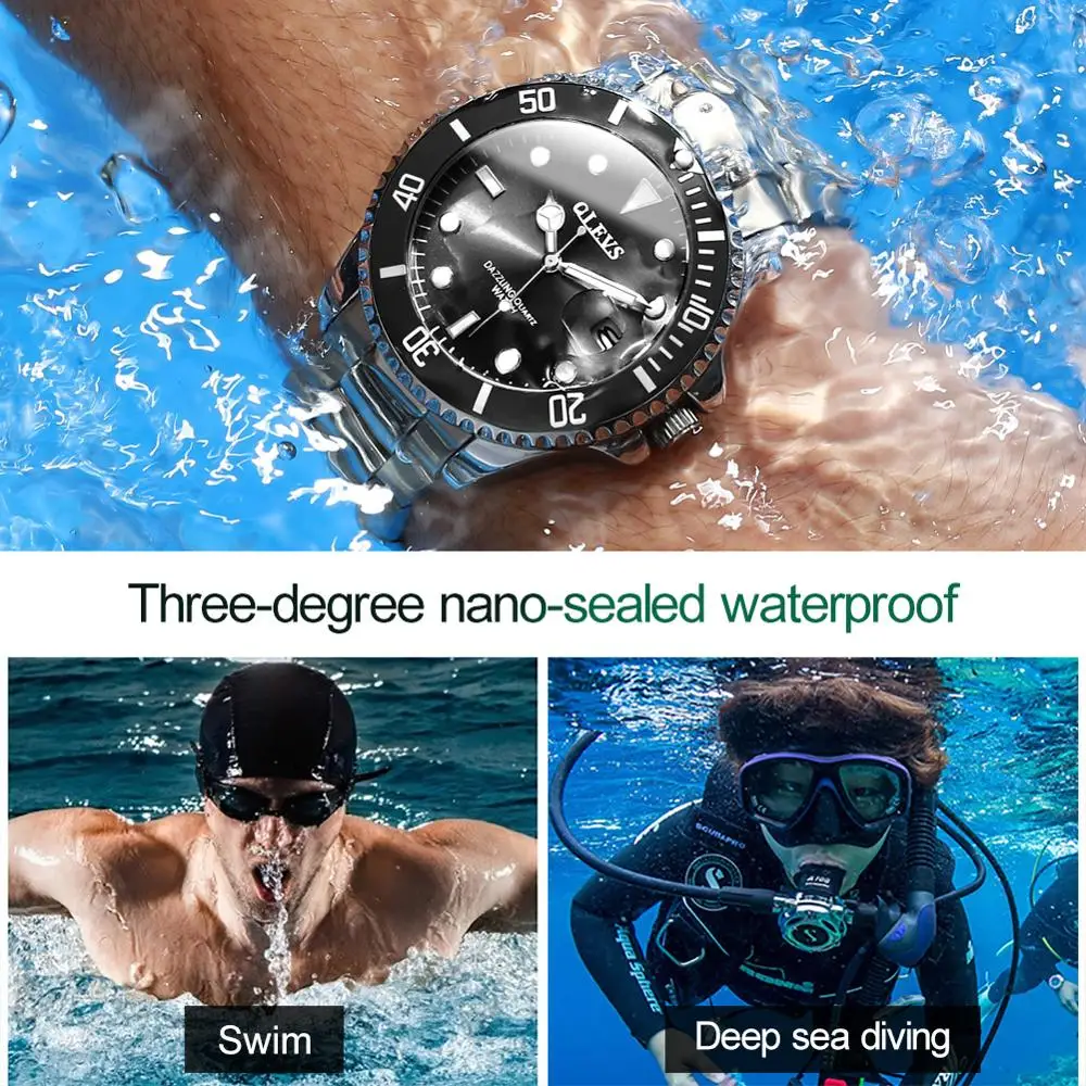 Часы наручные OLEVS Мужские кварцевые модные деловые водонепроницаемые брендовые