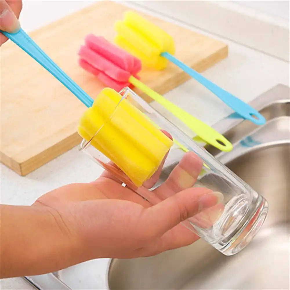 5pc <strong>kitchen</strong> cleaning tool sponge brush for wineglass bottle