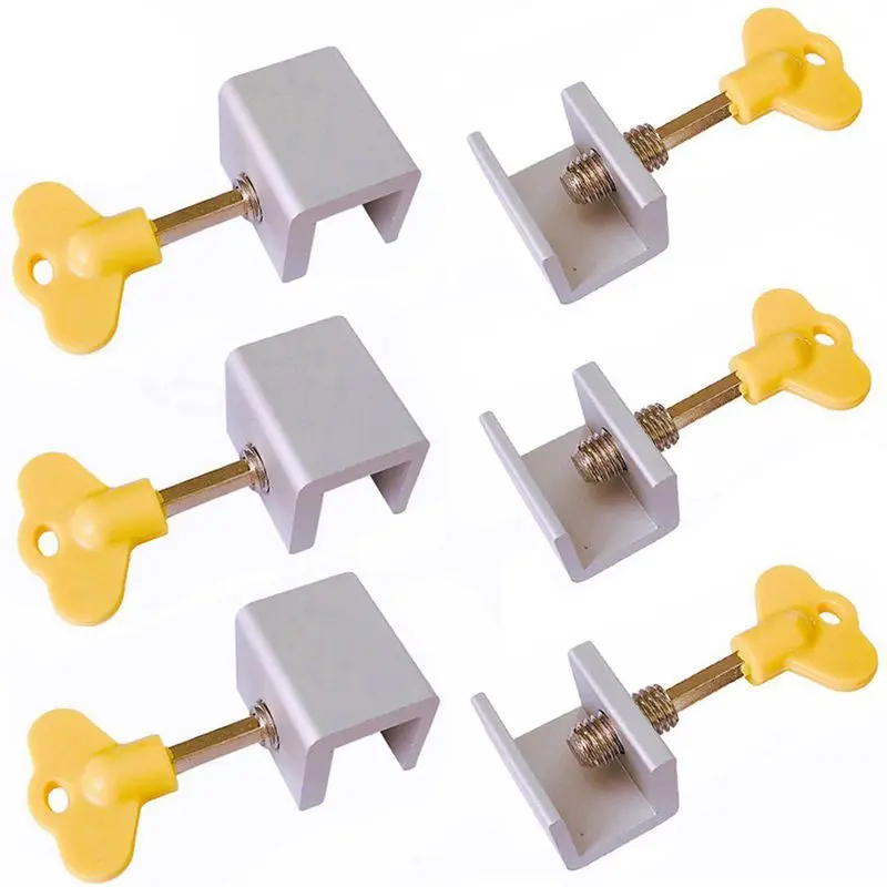6 Pieces Adjustable Sliding Window Locks Stops Aluminum Alloy Door Frame Security Lock with Keys
6 Pieces Adjustable Sliding Window Locks Stops Aluminum Alloy Door Frame Security Lock with Keys