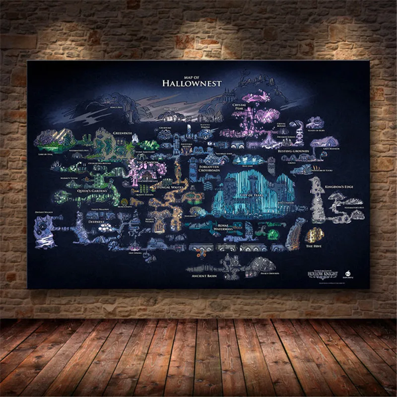Hollow Knight Map The Game Poster Decoration Painting of The on Canvas painting Of Hallownest poster wall art canvas Unframed
Hollow Knight Map The Game Poster Decoration Painting of The on Canvas painting Of Hallownest poster wall art canvas Unframed