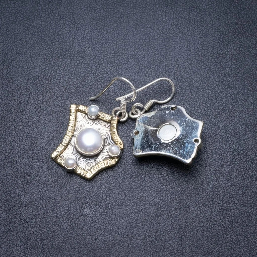 Natural Two Tones River Pearl Handmade Unique 925 Sterling Silver Earrings 1.25" Y2496
Natural Two Tones River Pearl Handmade Unique 925 Sterling Silver Earrings 1.25" Y2496