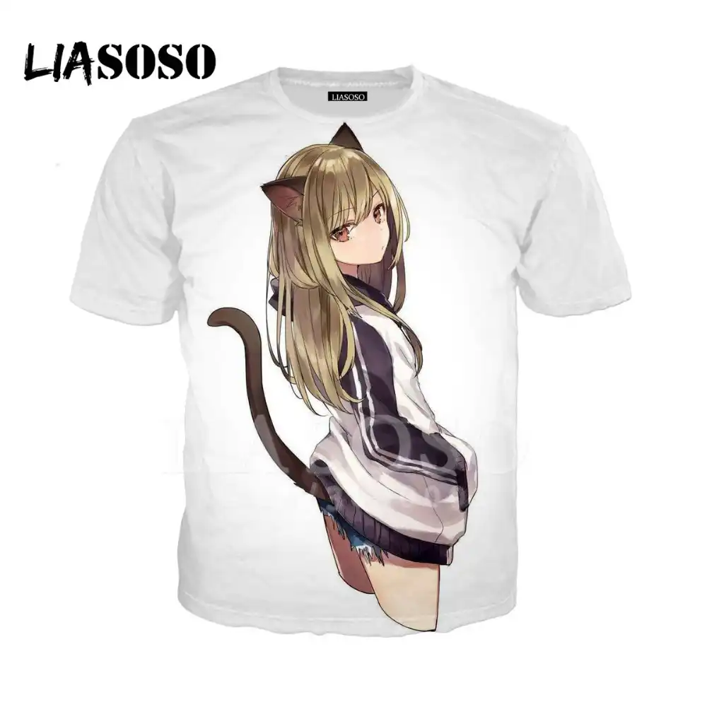 fashion 3d print women men anime k neko kawaii girl tshirt
