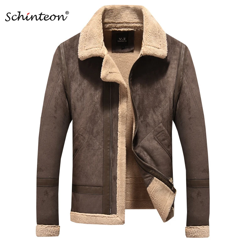 Мужская замшевая куртка schintek зимняя теплая верхняя одежда из искусственной