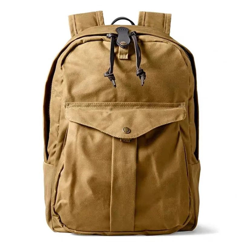 Canvas & Leather Backpack Purse Grey Black Brown