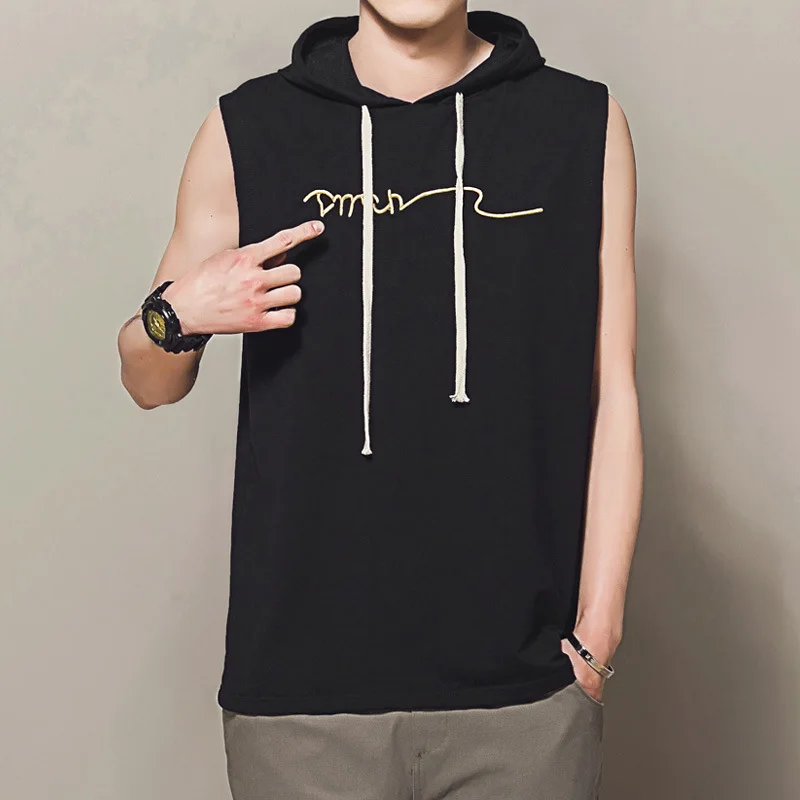 Summer Embroidered Hooded Tank Top Vest Men's Plus-sized Sports Loose Sleeveless T-shirt Running Hooded Waistcoat
Summer Embroidered Hooded Tank Top Vest Men's Plus-sized Sports Loose Sleeveless T-shirt Running Hooded Waistcoat