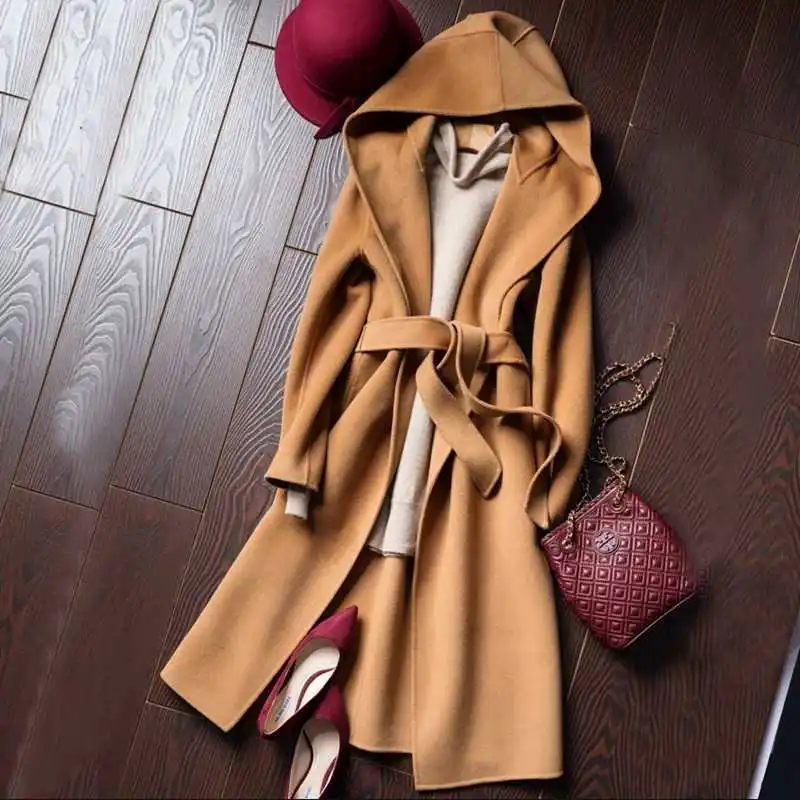 Winter New Double Face 100% Australian Wool Overcoat Women's Korean Style Loose Hooded Belt Woolen Coat
Winter New Double Face 100% Australian Wool Overcoat Women's Korean Style Loose Hooded Belt Woolen Coat