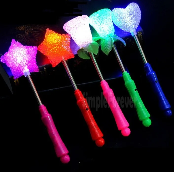 

LED Flashing Light Up Sticks Glowing Rose Star Heart Magic Wands Party Night Activities Concert Carnivals Props Birthday Favor