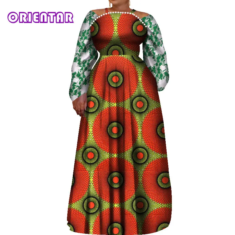 

African Dresses for Women Long Dashiki Dress Bazin Riche Off Shoulder Ankara Dress Traditional Africa Clothing Plus Size WY8179