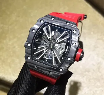 Brand New Black Red Rubber Men Sapphire Automatic Mechanical Carbon Fiber Skeleton Dial Blue Watches Tourbillon Limited Editions
Brand New Black Red Rubber Men Sapphire Automatic Mechanical Carbon Fiber Skeleton Dial Blue Watches Tourbillon Limited Editions