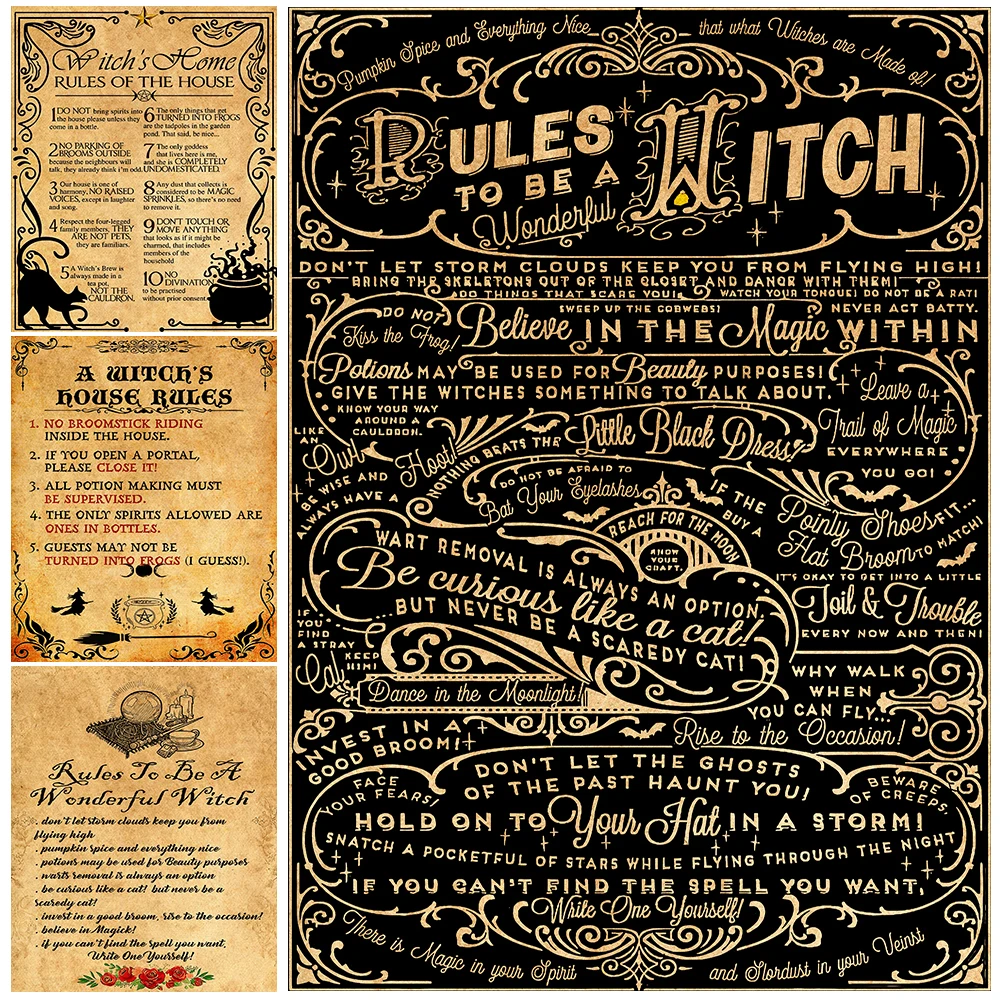 Witch House Rules Vintage Poster And Prints Home Decoration Witch Herbs Wall Art Canvas Painting Kitchen Witch Art Print Gift
Witch House Rules Vintage Poster And Prints Home Decoration Witch Herbs Wall Art Canvas Painting Kitchen Witch Art Print Gift