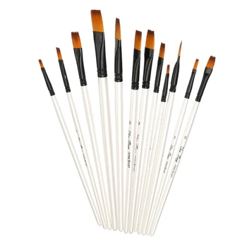 12Pcs/Set Nylon Hair Watercolor Gouache Painting Brush Set Different Shape Round Pointed Tip Paint Brushes Set Art Supplies
12Pcs/Set Nylon Hair Watercolor Gouache Painting Brush Set Different Shape Round Pointed Tip Paint Brushes Set Art Supplies