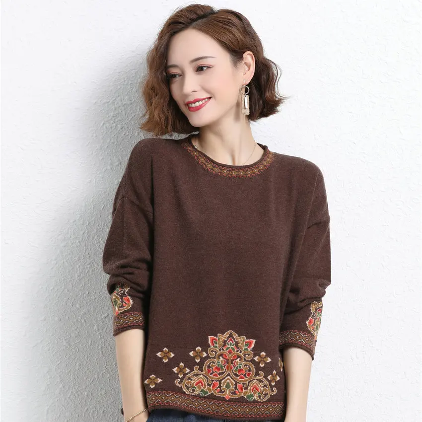 Winter Ethnical Style Woollen Pullover Sweater Women Personality Pattern Oversize Knitted Top Woman Drop Shoulder Warm Knitwear
Winter Ethnical Style Woollen Pullover Sweater Women Personality Pattern Oversize Knitted Top Woman Drop Shoulder Warm Knitwear