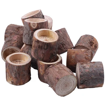 

15Pcs Natural Wooden Candlestick Candle Holder Home Table Decoration Dinner Plant Flower Pot Handicraft Handmade Table Ornaments