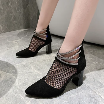 sandals women Fishnet Block square high Heels Ankle Strappy Peep Toe Sandals Sexy Summer Shoes sandalias zapatos de mujer
sandals women Fishnet Block square high Heels Ankle Strappy Peep Toe Sandals Sexy Summer Shoes sandalias zapatos de mujer