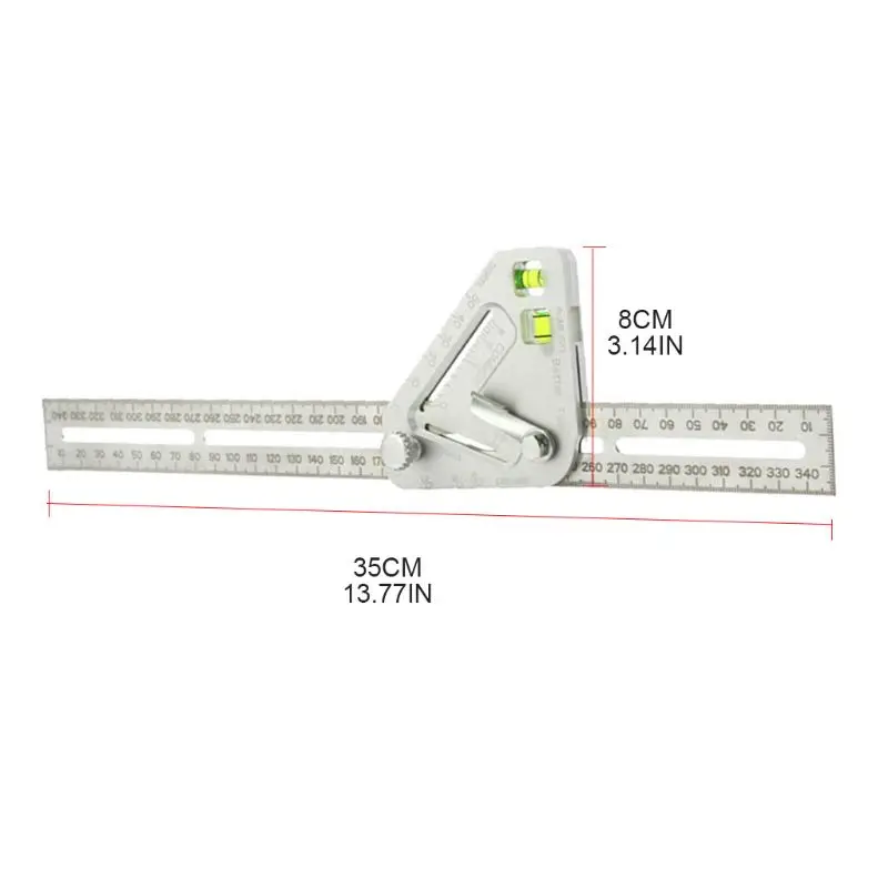 

Multifunctional Triangle Angle Ruler Level Protractor Aluminum Alloy High Accuracy Woodworking Carpentry Measuring Tool Instrume