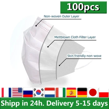 100Pcs Anti-Dust Disposable Face Masks 3 Layers Face Mouth Mask Non Woven Filter Earloops Face Mouth Masks Meltblown Cloth Masks
100Pcs Anti-Dust Disposable Face Masks 3 Layers Face Mouth Mask Non Woven Filter Earloops Face Mouth Masks Meltblown Cloth Masks