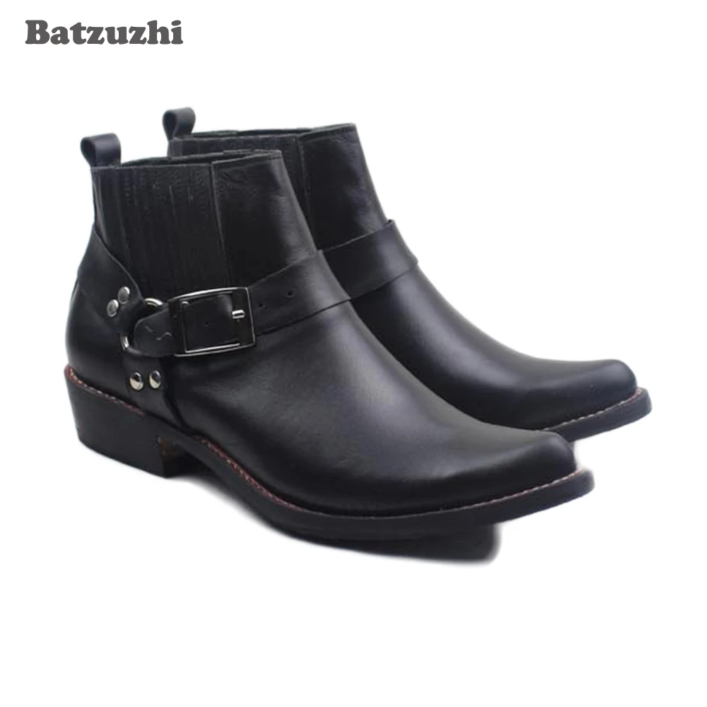 Super Cool Men's Boots Black Soft Genuine Leather Ankle Boots Men Cowboy Real Leather Boots Botas Hombre, Big Sizes EU38-46
Super Cool Men's Boots Black Soft Genuine Leather Ankle Boots Men Cowboy Real Leather Boots Botas Hombre, Big Sizes EU38-46
