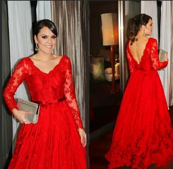 Backless 2019 Formal Celebrity Dresses A-line V-neck Long Sleeves Appliques Lace Long Famous Red Carpet Dresses
Backless 2019 Formal Celebrity Dresses A-line V-neck Long Sleeves Appliques Lace Long Famous Red Carpet Dresses