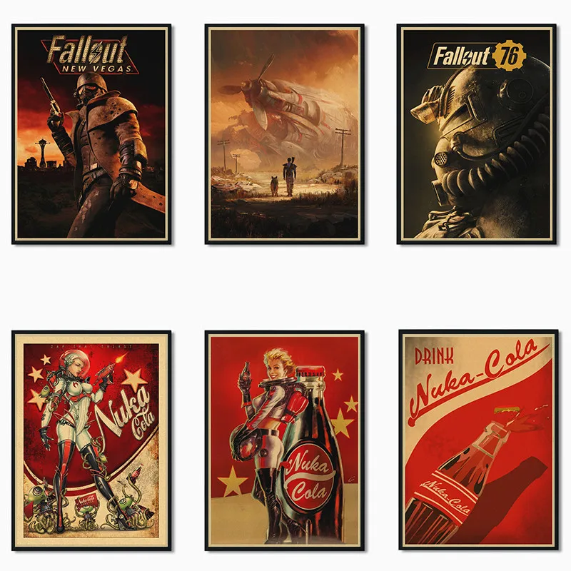 Постер Fallout из крафт-бумаги Классическая игра для бара кафе гостиной столовой
