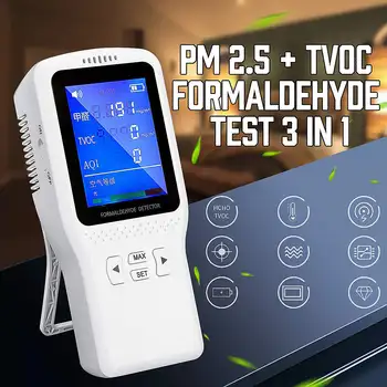 Technology Formaldehyde HCHO TVOC PM2.5 Gas Analyzer Household PM 1.0 2.5 10 Air Quality Analyzer Tool LCD Digital Detector
Technology Formaldehyde HCHO TVOC PM2.5 Gas Analyzer Household PM 1.0 2.5 10 Air Quality Analyzer Tool LCD Digital Detector