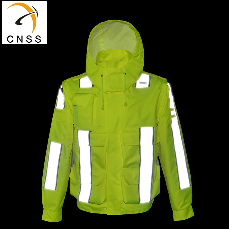 Hi Vis Reflective Raincoat Mens Rain Jacket Cargo Traffic Jacket Multi Functional Tool Pockets Fluorescent Stickers Reflective
Hi Vis Reflective Raincoat Mens Rain Jacket Cargo Traffic Jacket Multi Functional Tool Pockets Fluorescent Stickers Reflective