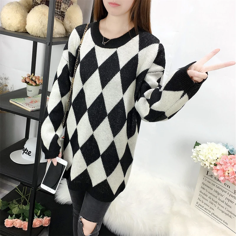 Fashion Plus Size Loose Pullover Long Sweaters Vintage Print Autumn Winter Clothing Clothes New Styles Outerwear 2018
Fashion Plus Size Loose Pullover Long Sweaters Vintage Print Autumn Winter Clothing Clothes New Styles Outerwear 2018
