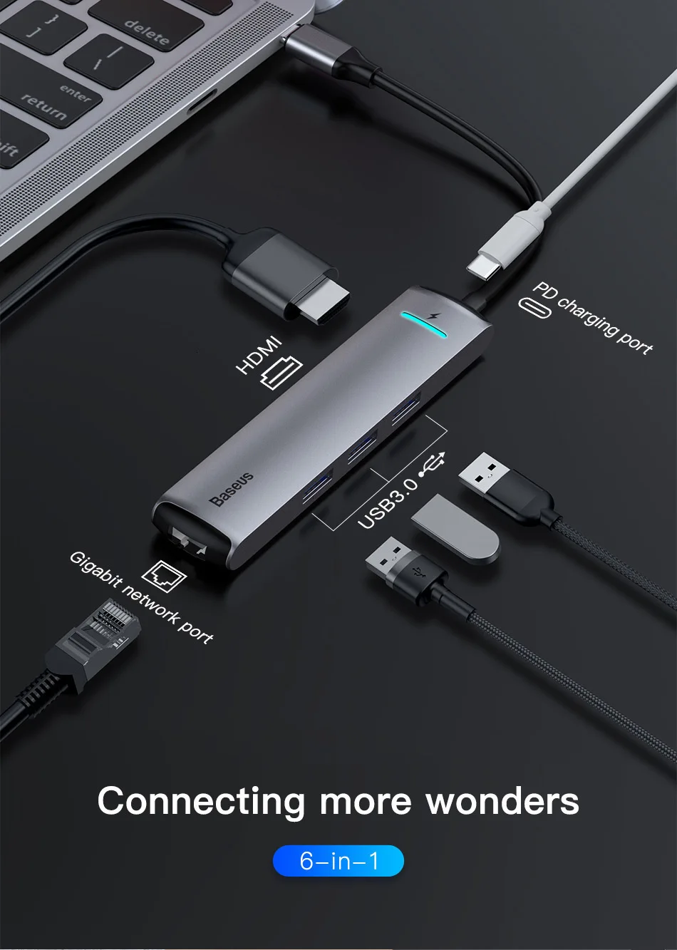 Baseus Mechanical Eye Six-in-One Smart Hub Docking Station 7