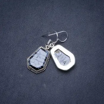 Natural Snowflake Obsidian Handmade Unique 925 Sterling Silver Earrings 1.25" Y1207
Natural Snowflake Obsidian Handmade Unique 925 Sterling Silver Earrings 1.25" Y1207