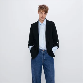 2020 ZA Spring New Women Black Suit Fashionable Rollable Sleeve Casual Blazer Boho Long Sleeve Lapel Casual Blazer Party Gift
2020 ZA Spring New Women Black Suit Fashionable Rollable Sleeve Casual Blazer Boho Long Sleeve Lapel Casual Blazer Party Gift