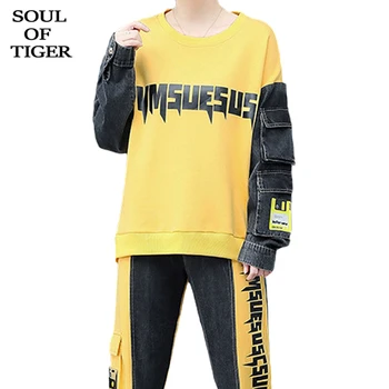 SOUL OF TIGER 2020 Korean Fashion Ladies Spring Printed Tracksuits Womens Denim Patchwork Two Pieces Sets Casual Tops And Pants
SOUL OF TIGER 2020 Korean Fashion Ladies Spring Printed Tracksuits Womens Denim Patchwork Two Pieces Sets Casual Tops And Pants