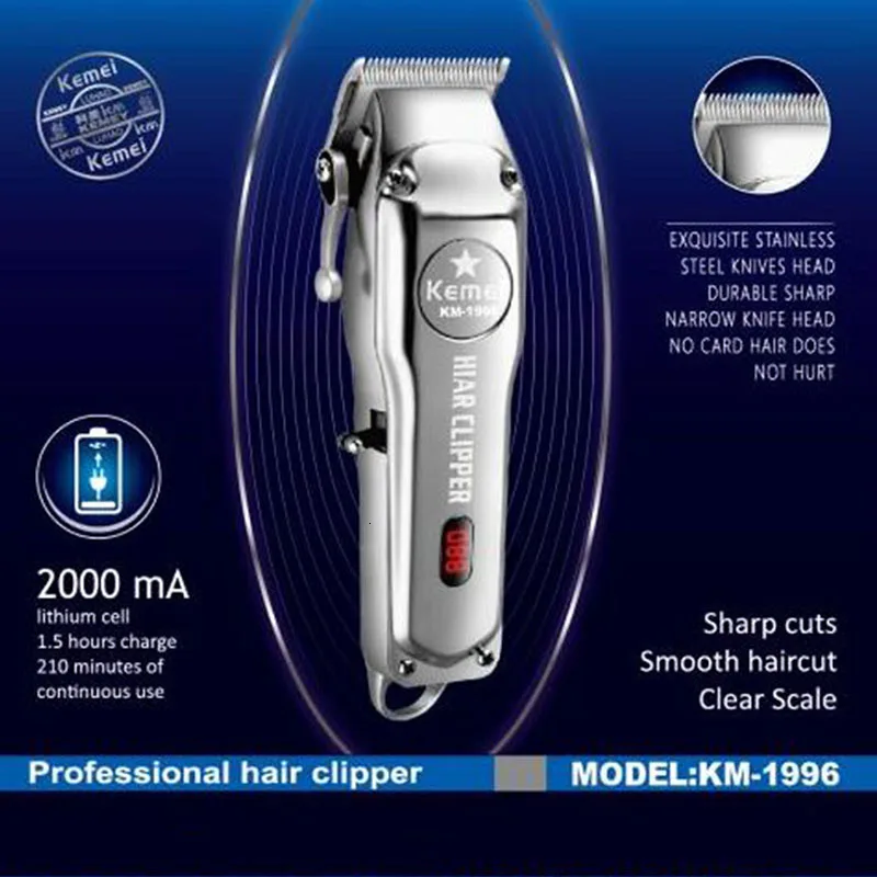 

110-240v stainless professional hair trimmer rechargeable clipper men electric beard shaver cutter hair cutting machine barber