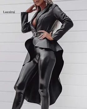 Lanxirui Autumn Asymmetrical Leather Outwears Black Free Sexy Club Fashion Full Sleeve High Waist Slim Women X-Long Outwears
Lanxirui Autumn Asymmetrical Leather Outwears Black Free Sexy Club Fashion Full Sleeve High Waist Slim Women X-Long Outwears
