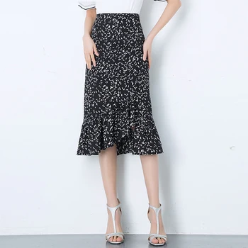 2020 Spring Korean Chiffon Midi Skirts Womens Black Print High Waist Mermaid Skirt Slim Ruffle Skirt Female
2020 Spring Korean Chiffon Midi Skirts Womens Black Print High Waist Mermaid Skirt Slim Ruffle Skirt Female