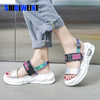 2020 summer new net red sandals female women Joker fashion thick Silver Roman crystal flat sandals female I271
2020 summer new net red sandals female women Joker fashion thick Silver Roman crystal flat sandals female I271