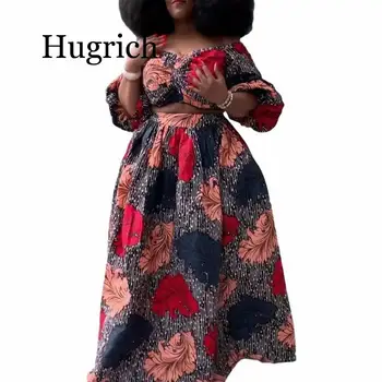 2020 Sexy Off-Shoulder Button Crop Top Long Sleeve Big Swing Skirts Large Size Floral Print Vacation Casuals African Women Suits 
2020 Sexy Off-Shoulder Button Crop Top Long Sleeve Big Swing Skirts Large Size Floral Print Vacation Casuals African Women Suits