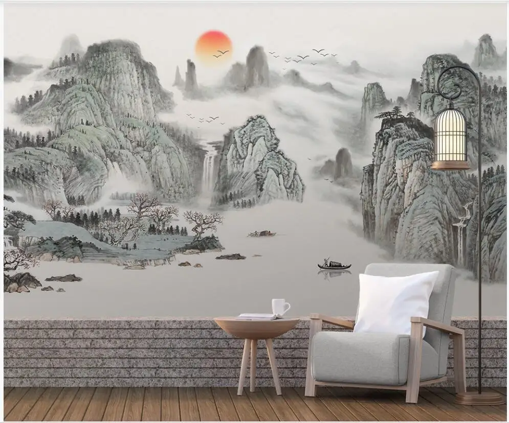 Custom mural 3d wall mural on the wall Chinese style mountain sunrise landscape home decor photo wallpaper in the living room
Custom mural 3d wall mural on the wall Chinese style mountain sunrise landscape home decor photo wallpaper in the living room