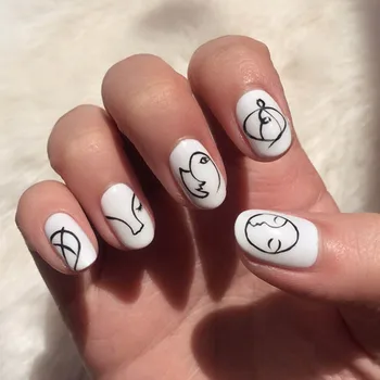 24pcs Creative DIY Face Line Pattern Wearable Full press on nails Ins Cool Style White Short Round Head false nails with glue
24pcs Creative DIY Face Line Pattern Wearable Full press on nails Ins Cool Style White Short Round Head false nails with glue