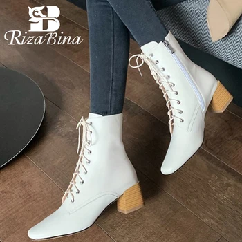 RIZABINA New Women Ankle Boots Real Leather Thick Heel Woman Winter Shoes Fashion Classic Short Boots Woman Footwear Size 34-39 
RIZABINA New Women Ankle Boots Real Leather Thick Heel Woman Winter Shoes Fashion Classic Short Boots Woman Footwear Size 34-39