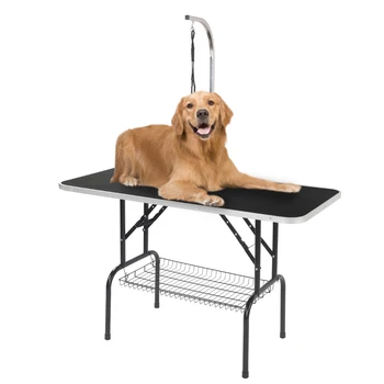 48" Foldable Pet Grooming Table with Mesh Tray and Adjustable Arm Silver Base with Black Table
48" Foldable Pet Grooming Table with Mesh Tray and Adjustable Arm Silver Base with Black Table