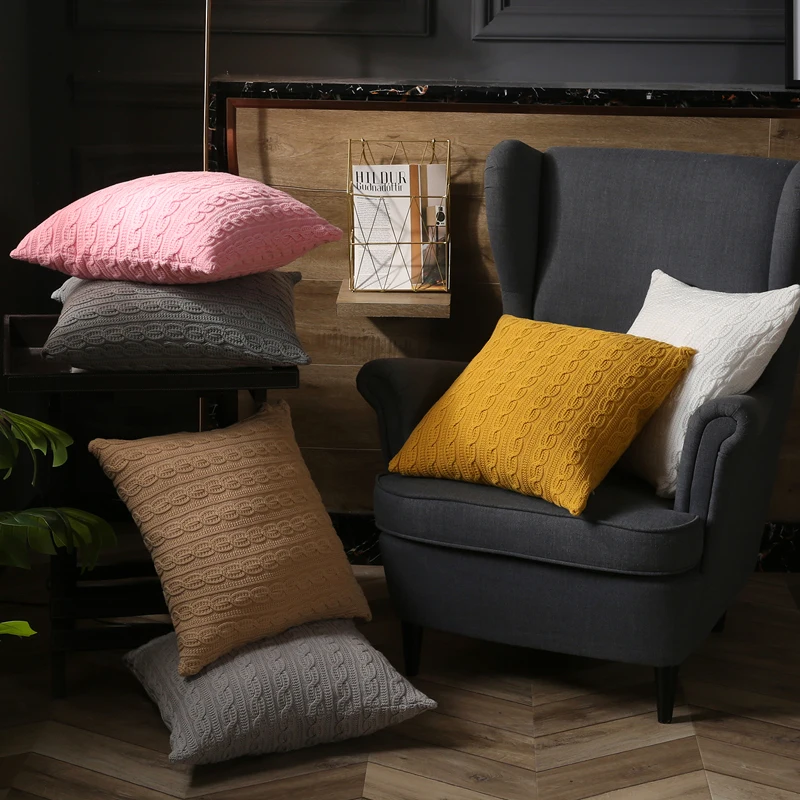 Solid Cotton Knitted Cushion Cover Mustard Yellow White Khaki Grey Pillow Case Fashion 45cm*45cm Home decoration Zip Open
Solid Cotton Knitted Cushion Cover Mustard Yellow White Khaki Grey Pillow Case Fashion 45cm*45cm Home decoration Zip Open