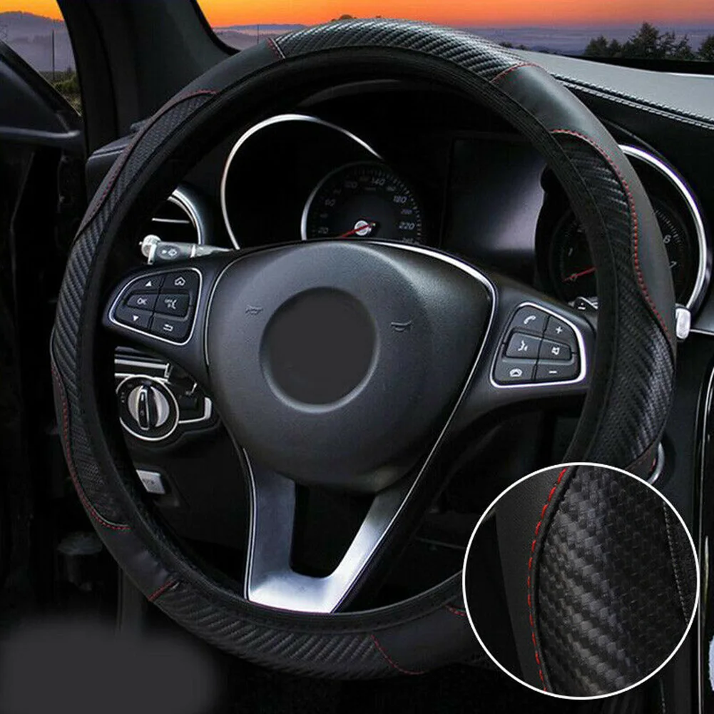 1Pcs Car Steering Wheel Cover Skidproof Auto Steering- wheel Cover Anti-Slip Universal Embossing Leather Car-styling For 37~38CM
1Pcs Car Steering Wheel Cover Skidproof Auto Steering- wheel Cover Anti-Slip Universal Embossing Leather Car-styling For 37~38CM